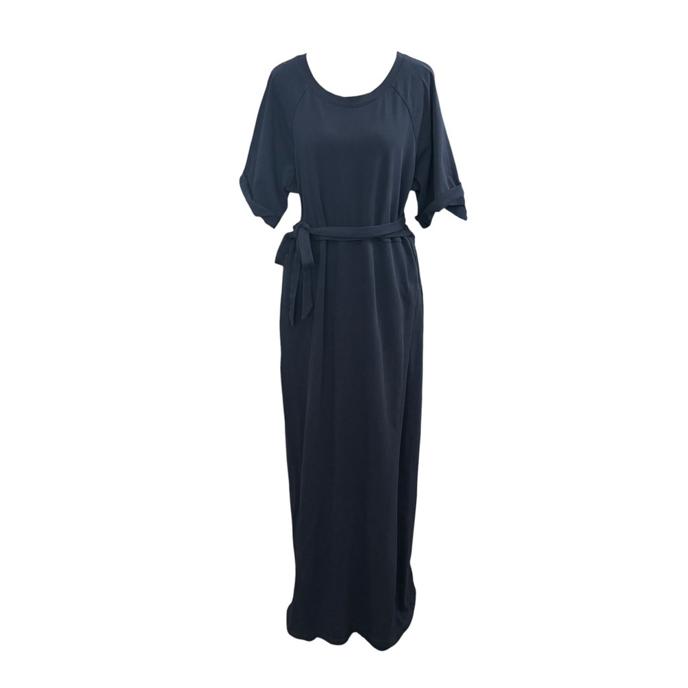 Tuckernuck Sawyer Wrap Maxi Dress L Navy Cotton Casual Minimalist Quiet Luxury - Picture 2 of 11